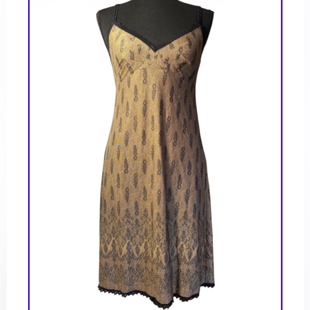 NWT Vintage Brown/Black Lace Slip Dress Indie Y2K Spring Feminine Romantic S